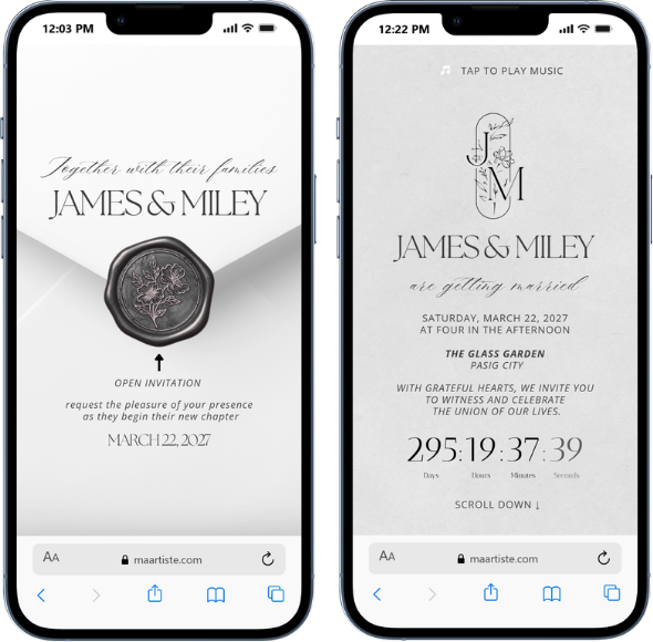 Modern editorial wedding invitation sample