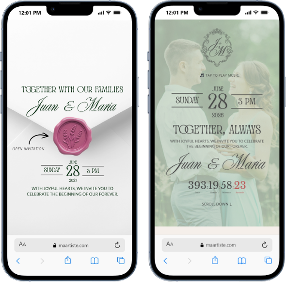 Romantic wedding invitation sample