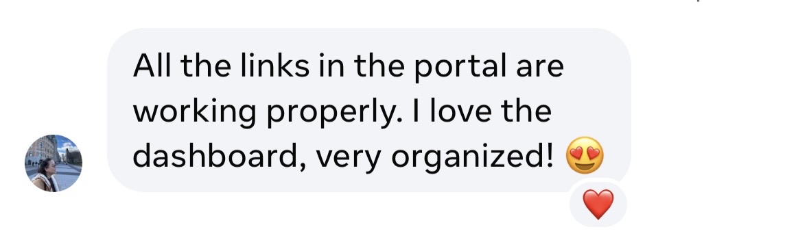 Client feedback about organized dashboard