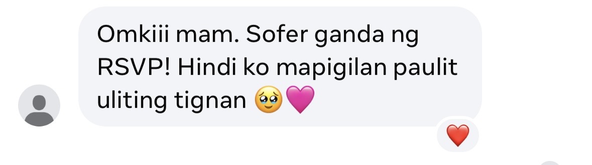 Client feedback about loving the RSVP